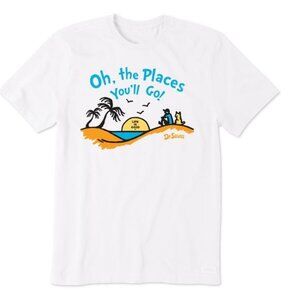 Life Is Good Dr. Suess Men's Oh the Places Beach Vista Short Sleeve Tee